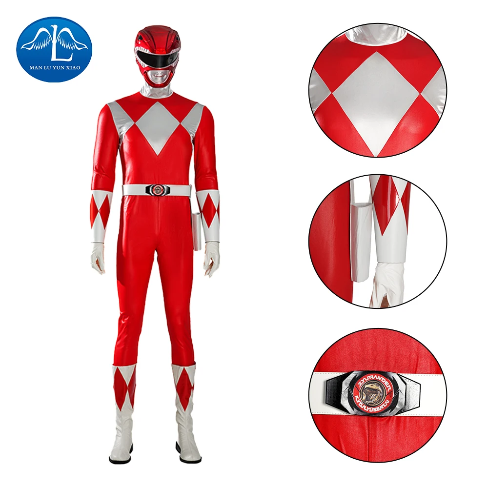 Power Samurai Shinkenger Rangers Красный взрослый Косплей Костюм Супергероя Косплей вечерние зентай комбинезон для Хэллоуина динозавр команд