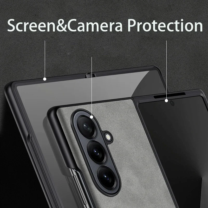Чехол для Samsung Galaxy Z Fold 7 Fold7, роскошный кожаный матовый жесткий чехол для телефона, ультратонкий противоударный защитный чехол