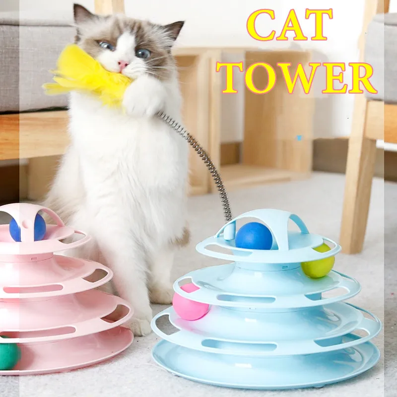Фото Игрушка для кошек, 3/4 уровней, дороги в виде башни, фототабличка, котенок, башня, треки, дисковый туннель для кошек, товары для кошек №2