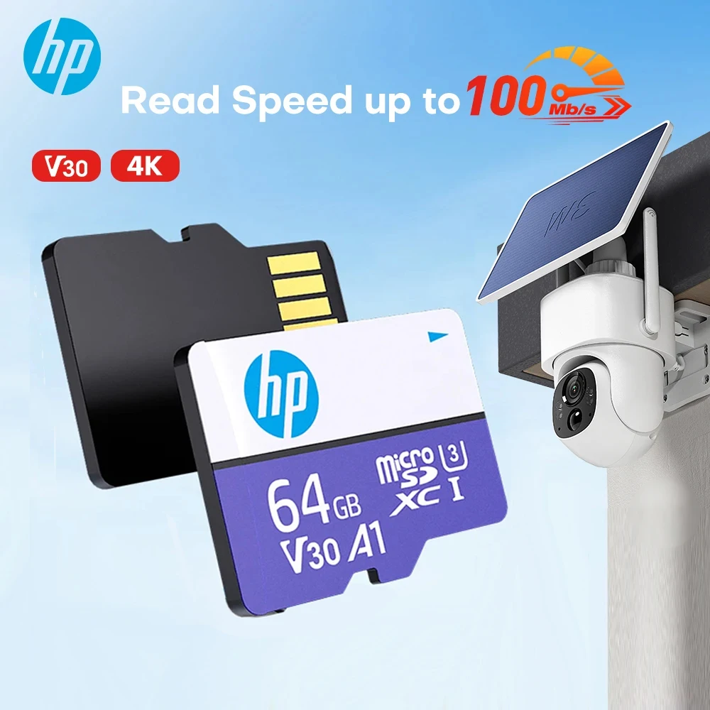 Оригинальная карта памяти HP Micro SD 64 ГБ, 128 ГБ, 256 ГБ, записывающее устройство вождения, подходит для телефонов, видеорегистраторов, ПК, наушников, динамиков, камеры