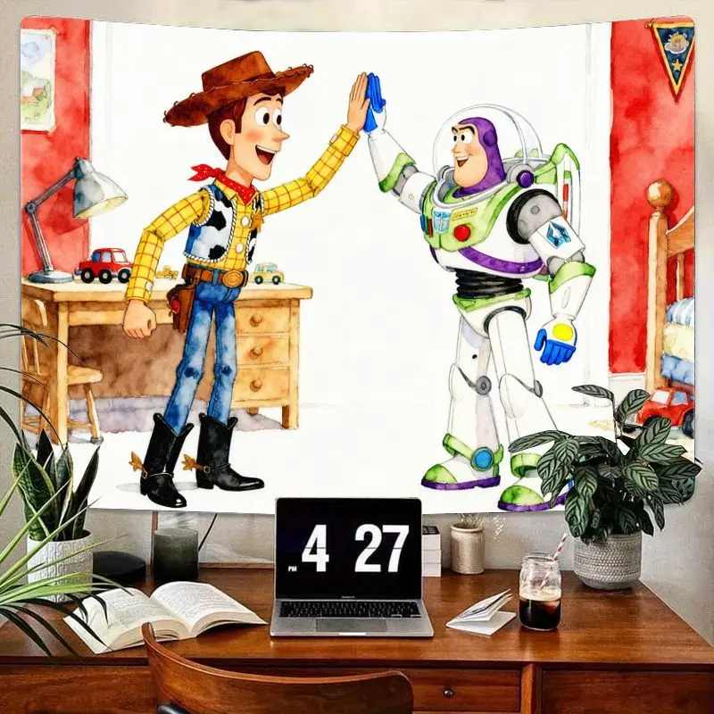 1 шт. Disney Pixar Toy Story Woody Buzz Friendship High Five Гобелен Яркий акварельный настенный художественный декор для детской спальни, гостиной G