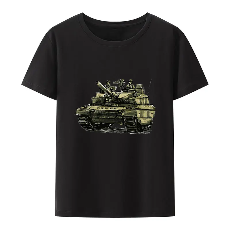 Классическая футболка с рисунком The Tank At Battlefield, повседневная футболка с принтом, юмор, дышащий узор, новинка, подарок унисекс, уникальный креативный