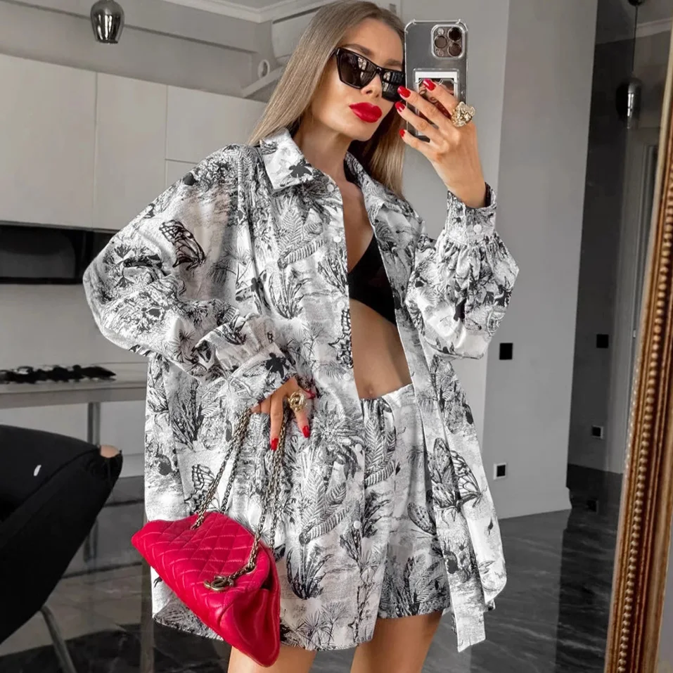 Фото 2025 spring new loose printing versatile suit fashionable women's clothing two-piece set Z453 №3