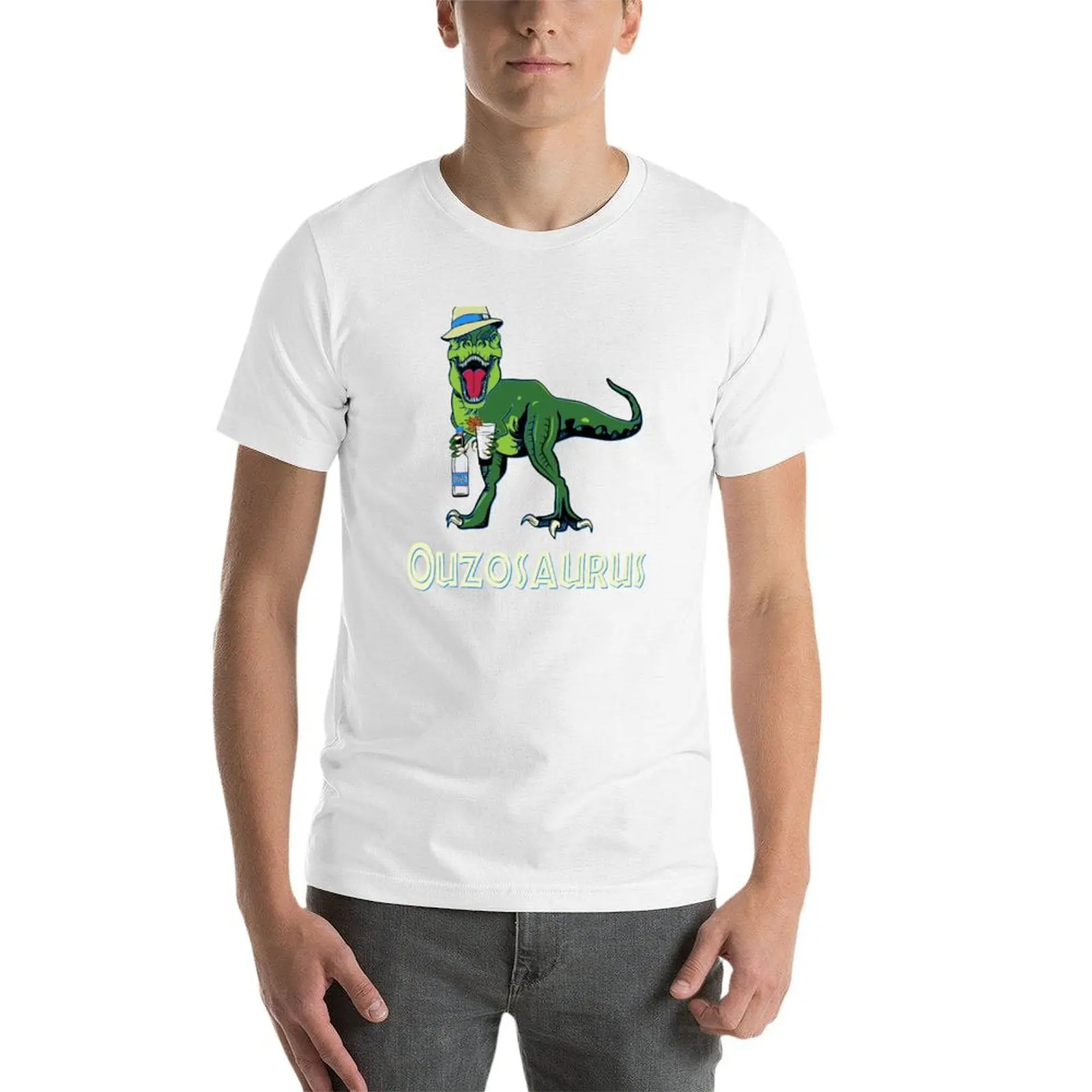 Фото Ouzosaurus Rex Ouzo Dinosaur Ouzo Drinker Rex футболка с графическим дизайном необходимая футболка персонализированная футболка №4