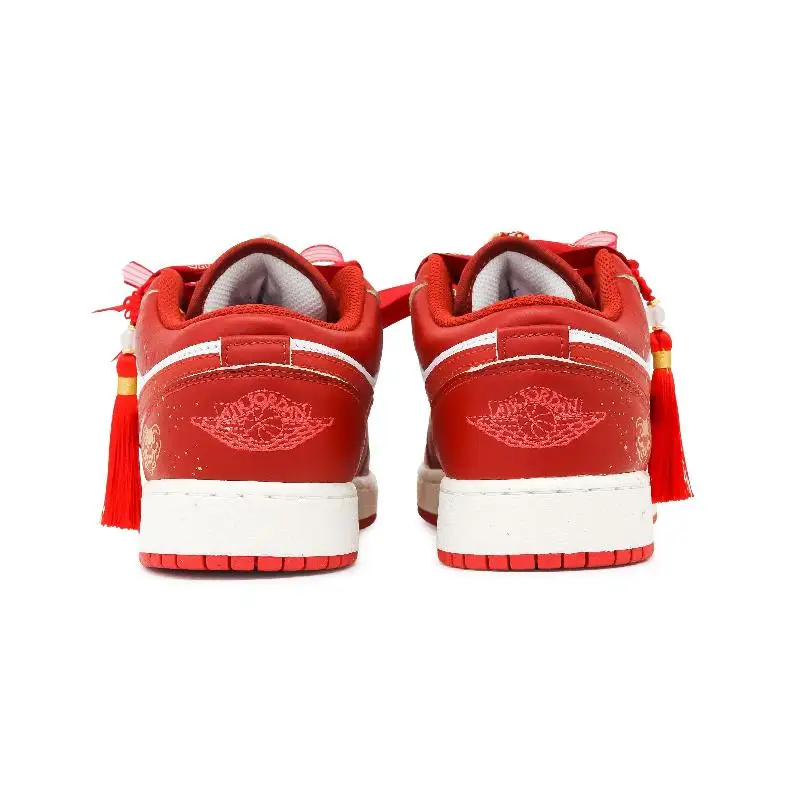Фото 【Настроить】Винтажные баскетбольные кроссовки Air Jordan 1, унисекс, низкие красные/золотые/белые кроссовки FJ3459-160 №5