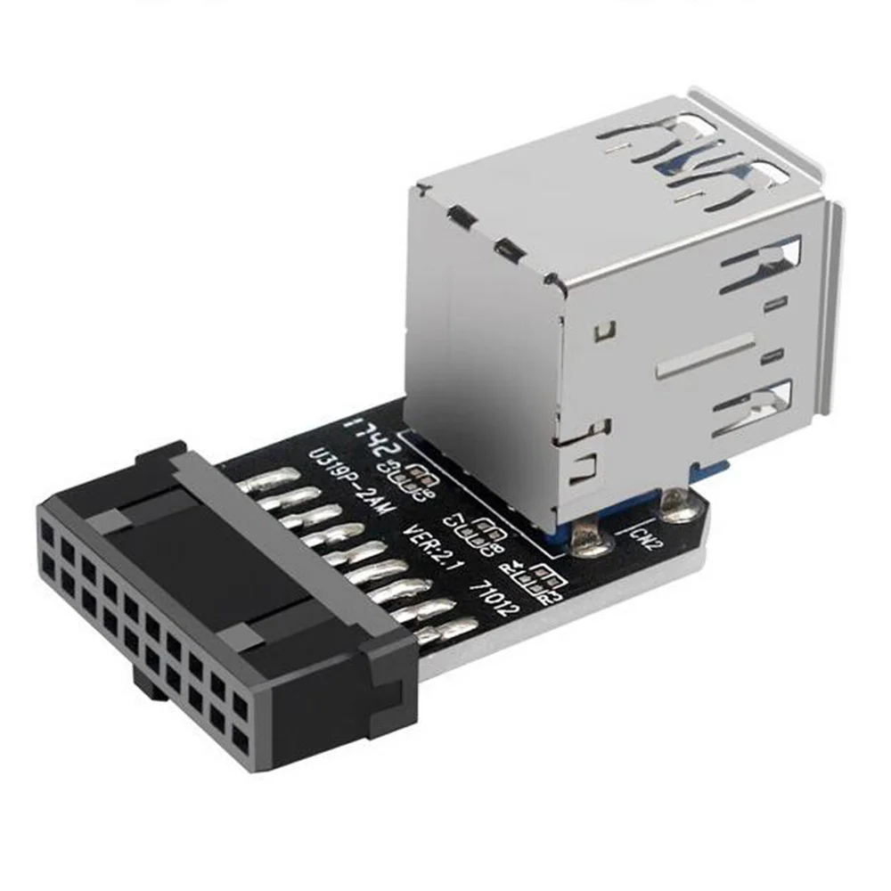 Фото 20Pin к двойному USB 3,0 адаптер Соединительная материнская плата для настольного компьютера 19 Pin/20P разъем к 2 портам USB a гнездовой разъем, PH21 №4