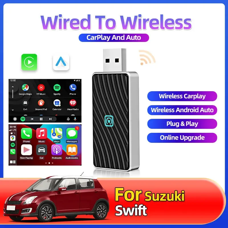 Фото НОВЫЙ автомобильный Стайлинг, беспроводной CarPlay Android Auto, беспроводной адаптер Smart Mini Box Plug and Play, Wi-Fi, быстрая связь для Suzuki Swift №4
