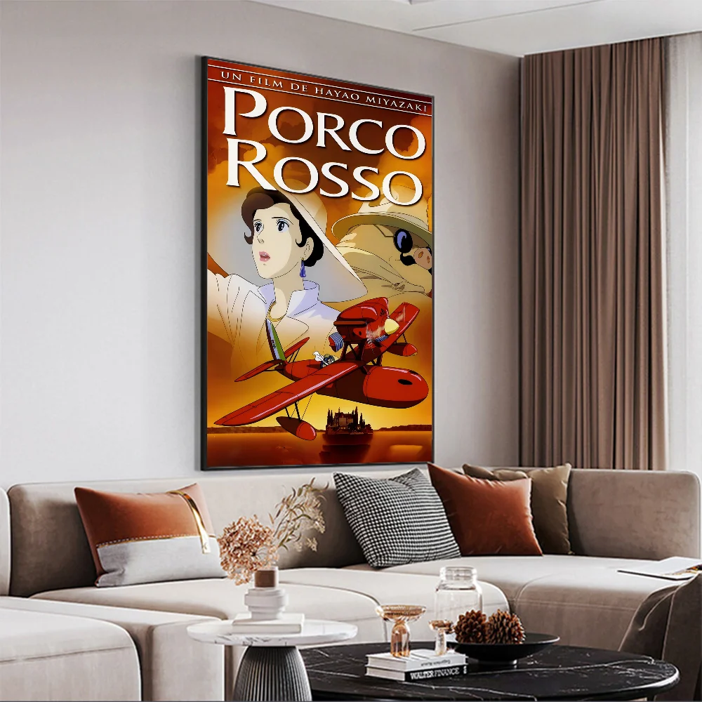 Фото Porco Rosso Classic Vintage Posters Waterproof Paper Sticker Coffee House Bar Home Decor №5