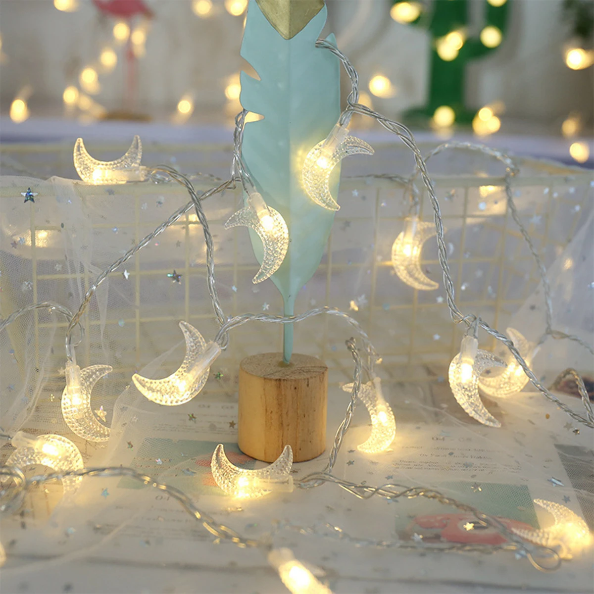Фото 1,5/3/6 м лунные светодиодные гирлянды Eid Theme Fairy Lights Новогодние рождественские украшения Noel Navidad Гирлянда Рамадан Lights №3