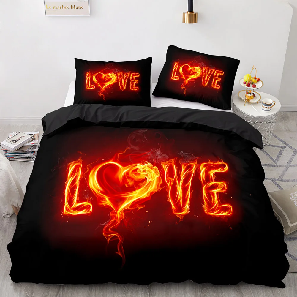 Подарочный комплект пододеяльников для влюбленных пар, пододеяльник Love, комплект постельного белья ко Дню святого Валентина, размер королевы, 2/3 шт., пододеяльник