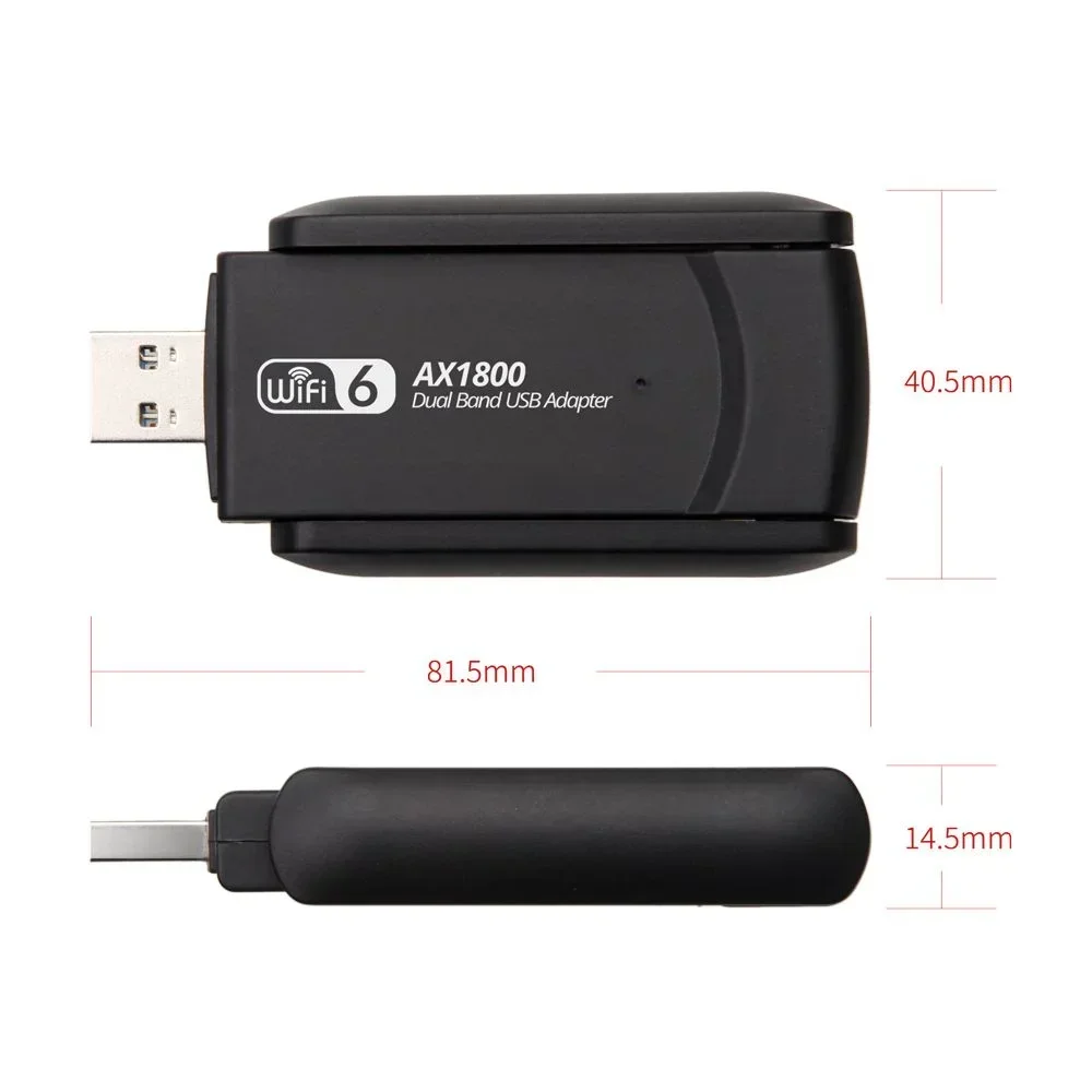 WiFi 6 AX1800 USB 3.0 адаптер двухдиапазонный 2,4G5Ghz USB-приемник-ключ сетевая карта антенна беспроводная для ПК ноутбука Win 10 11 (art.: 3920d226cd419) - 3920d226cd419