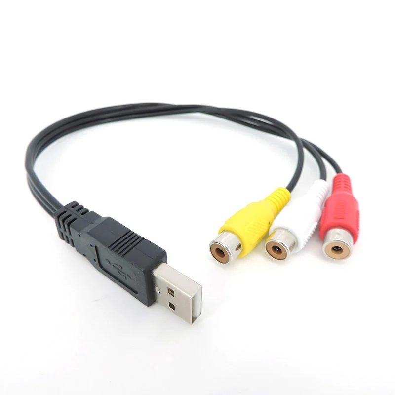 Переходник с USB A на 3 RCA 3RCA, переходник с AV разъемом, аудио преобразователь, Видео A/V кабель, провод для HDTV TV, шнур T1