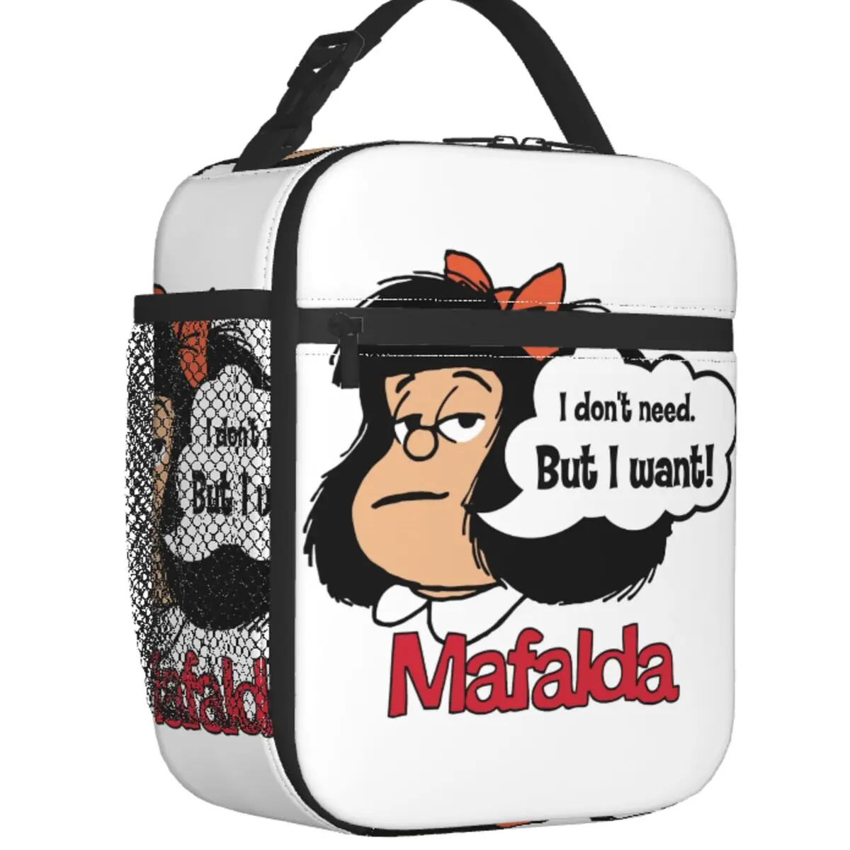 Mafalda, я не нужна, но я хочу изолированную сумку для обеда, портативный термохолодильник с комиксами Quino, сумка для обеда, офисная сумка для пикника, путешествия