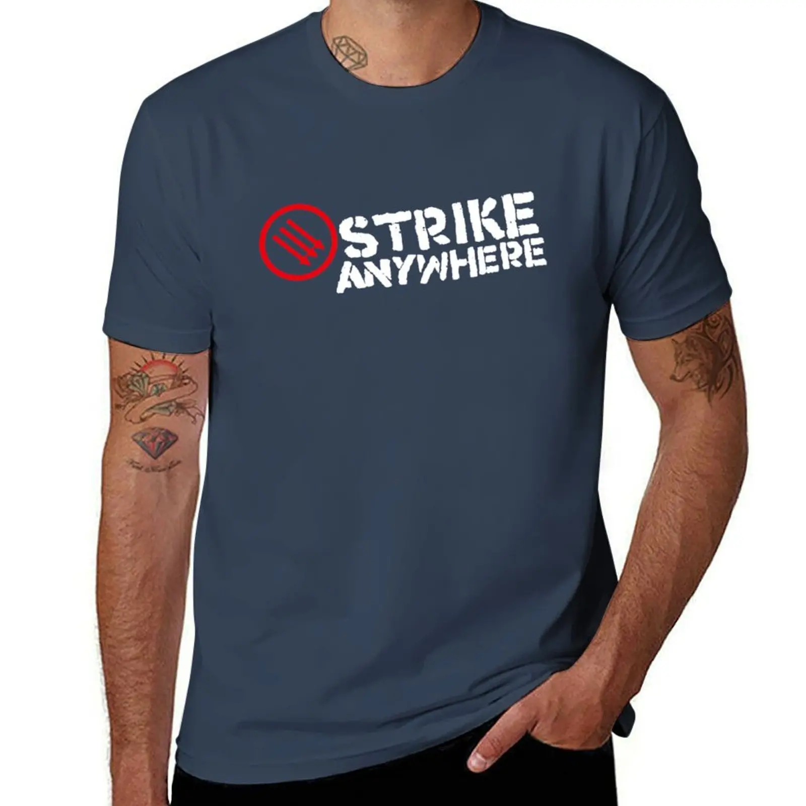 2025 новая модель футболки Strike Anywhere винтажная аниме рубашка винтажная мужская футболка