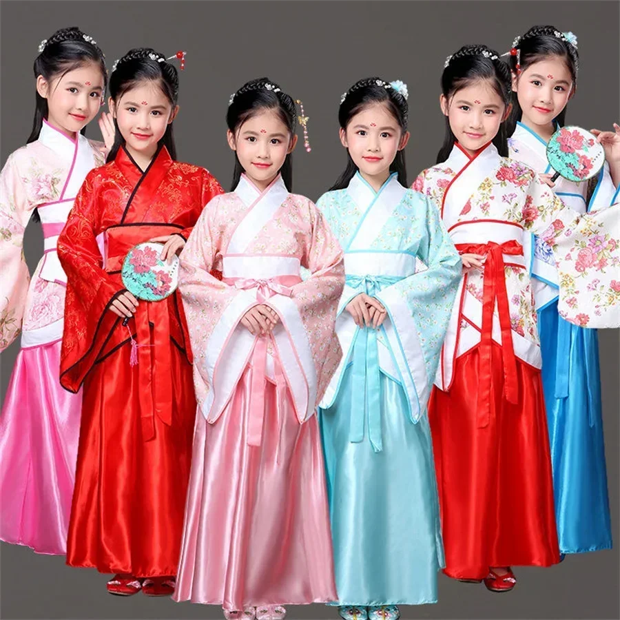 Disfraz chino antiguo para niños, платье Hanfu de Sog Hadas, ropa de baile folclórico, платье традиционного chino para niñas