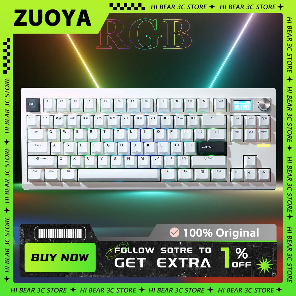 Механическая клавиатура ZUOYA GMK87, многофункциональная беспроводная игровая клавиатура с тремя режимами, RGB, аксессуары для ПК и игр, офисные подарки