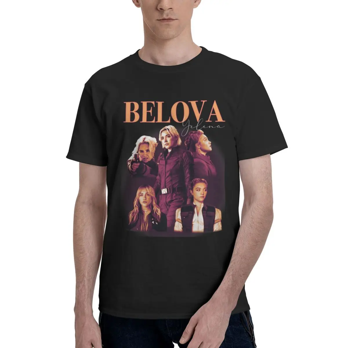 Фото Мужская футболка Yelena Belova, подарки для фанатов, винтажная мужская футболка большого размера с круглым вырезом и хлопковыми рукавами №2