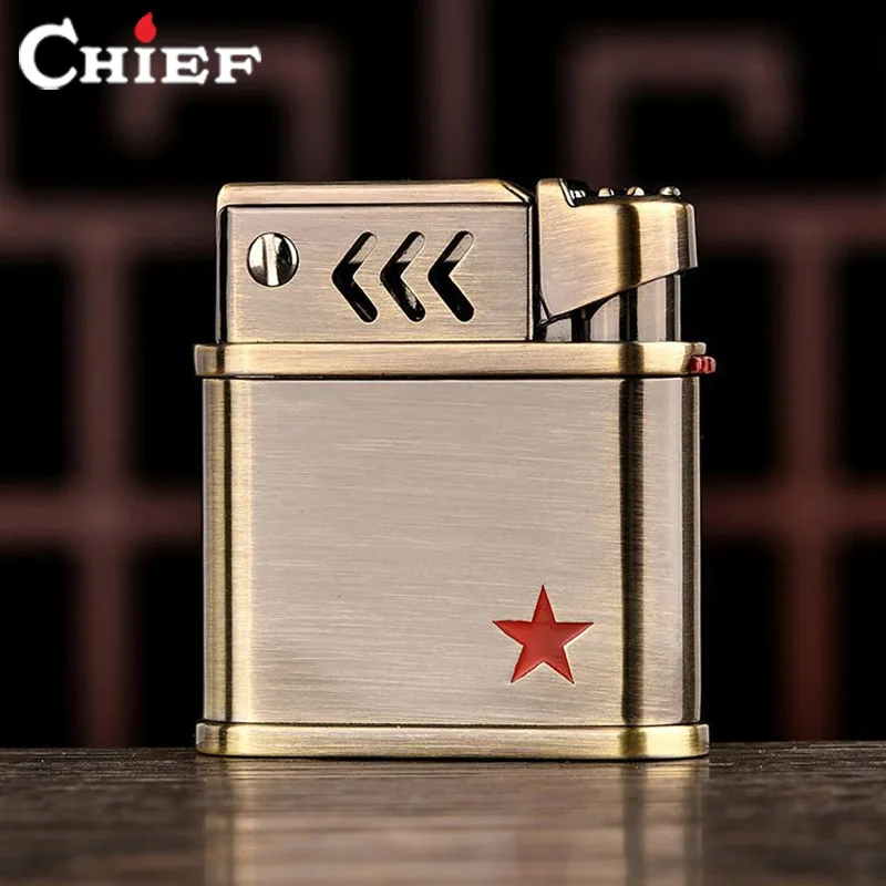 Масляная зажигалка CHIEF, старая пятиконечная звезда, пресс-выброс в один клик, зажигалка, ностальгический ретро-стиль