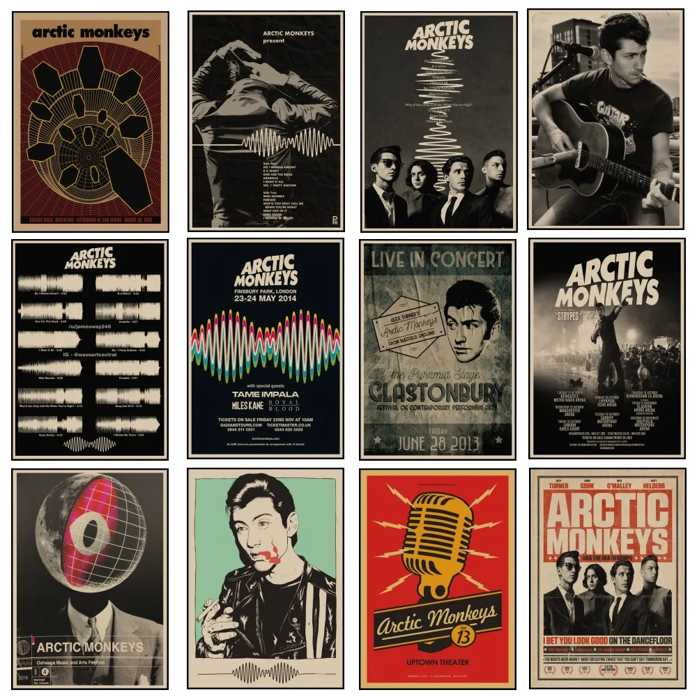 Постеры из крафт-бумаги рок-группы Arctic Monkey, настенные постеры для дома и бара, домашний декор, подарок, домашний декор, искусственные постеры