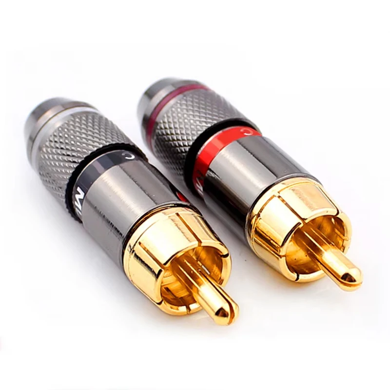 4/10 шт. штекер RCA-разъем адаптер позолоченный разъем HiFi разъем без пайки аудио-видео динамик усилитель кабельный разъем