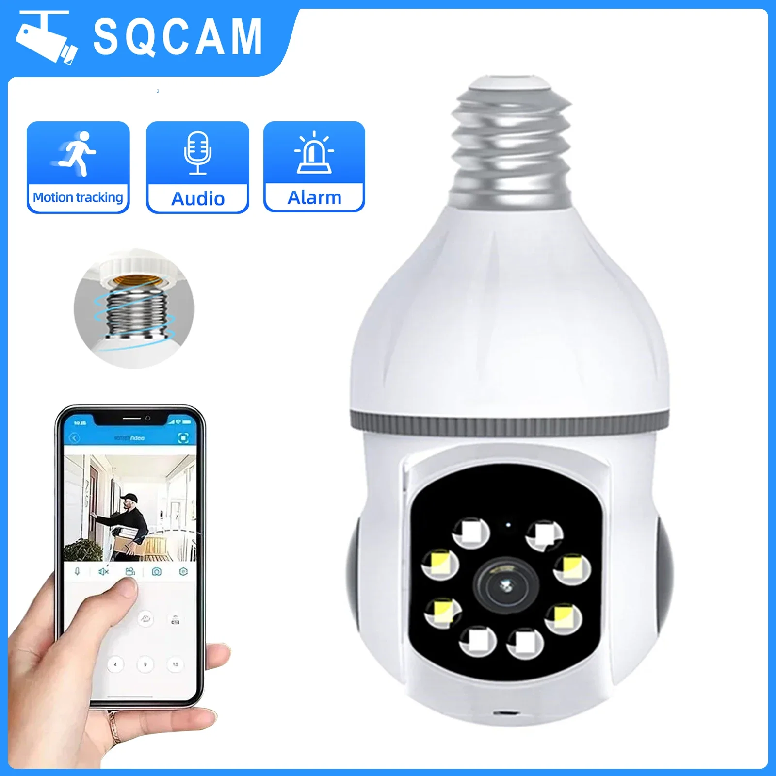 IP-камера SQCAM с Wi-Fi, e27, 2 МП, 1080P