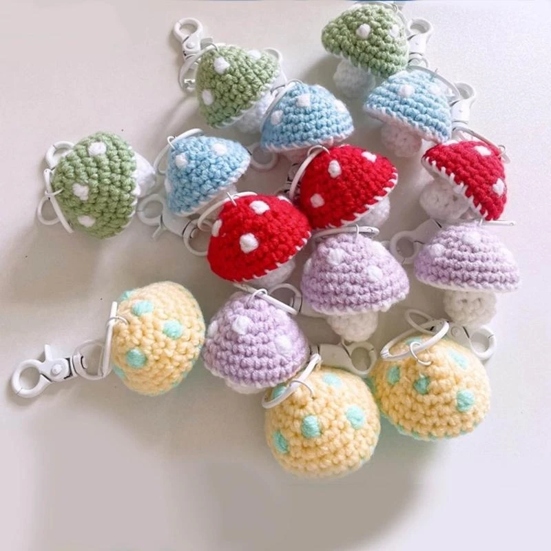 X6HE Cartoon Mushroom Baychain Vishing Ornament Wordhorder Пара кулон