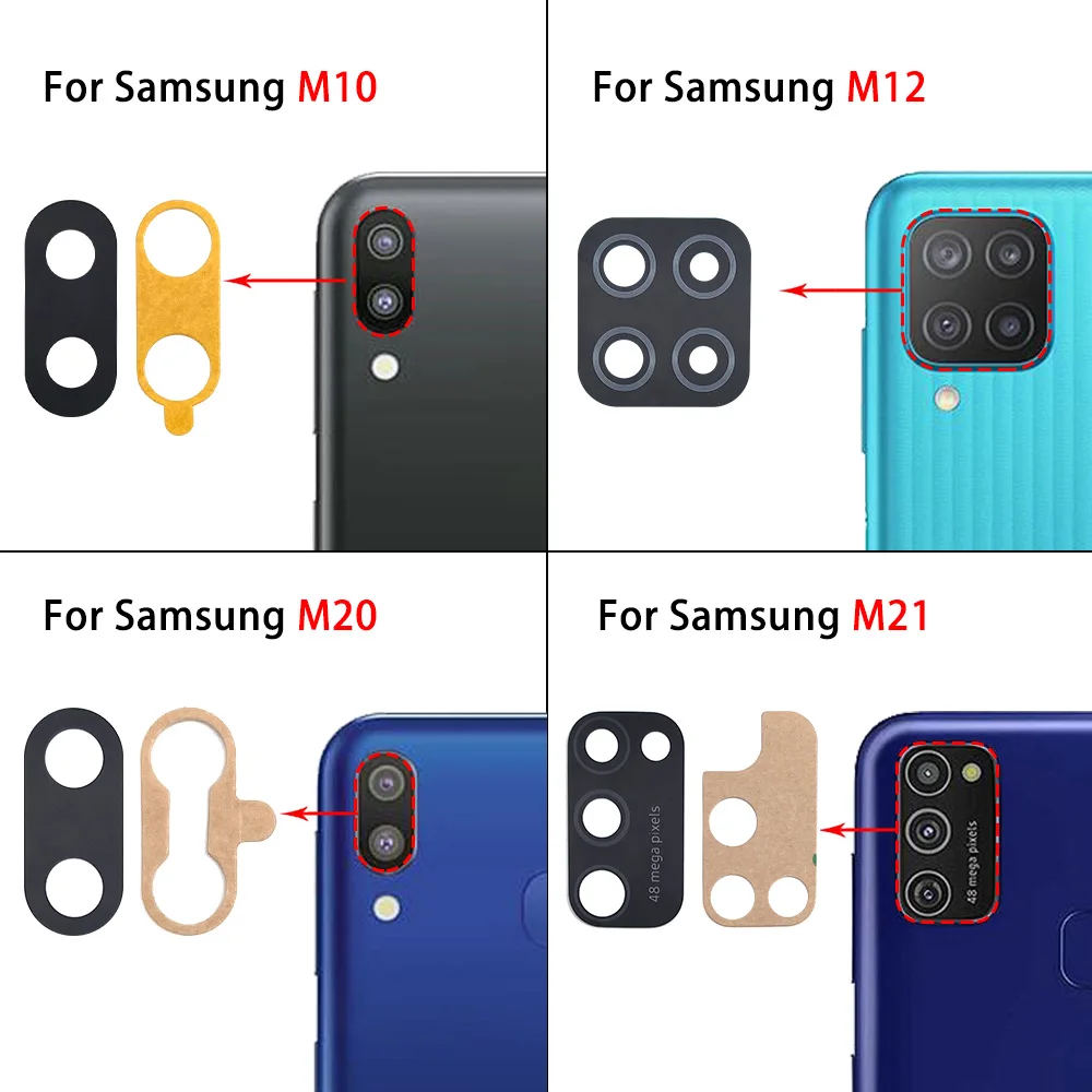 Фото Стеклянная линза задней камеры для Samsung M51 M53 5G M40 M32 M31S M30 M21S M21 M20 M12 M10 Стеклянная линза задней камеры с клеем №3