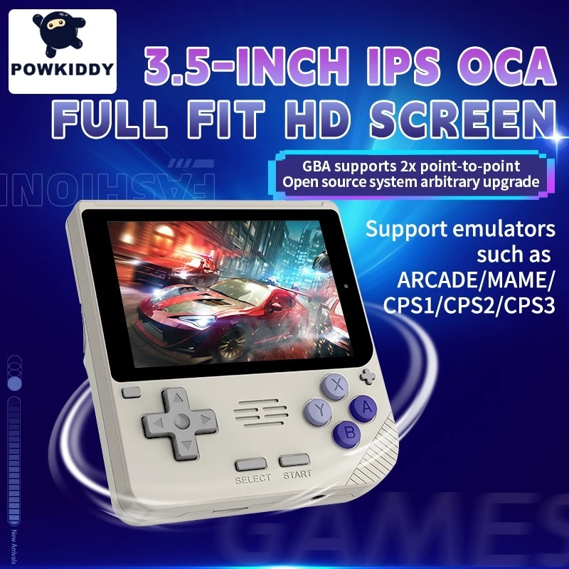 Игровая консоль Powkiddy V10, 3,5 дюйма, Ips, Oca, Hd, Full Fit, с открытым исходным кодом, Gba, портативная игровая консоль высокой четкости, подарки