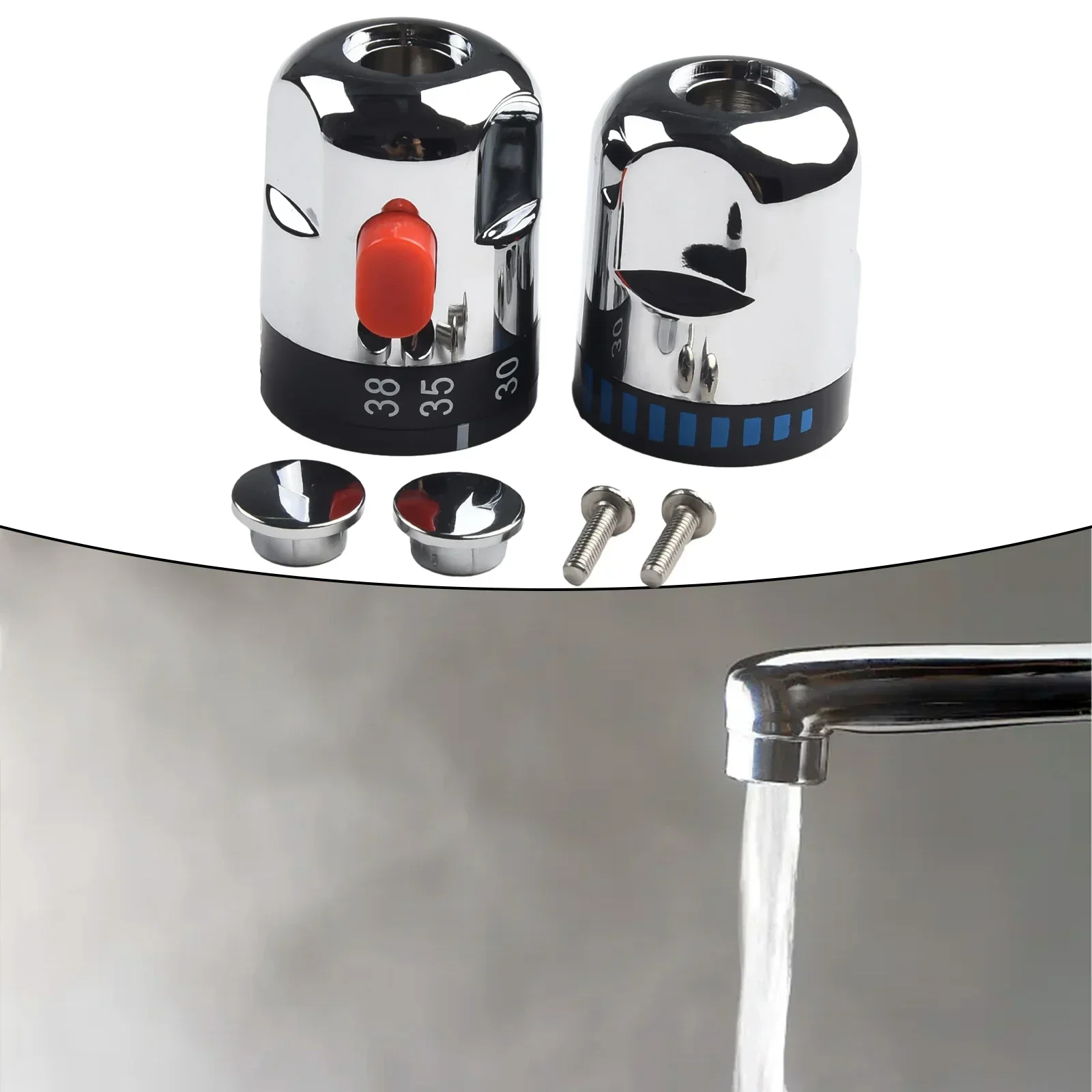 Фото -1 пара TThermostatic Valve Core, интеллектуальные ручки управления включением и выключением для смесителей для ванны и душа, солнечная термостатическая головка клапана №4