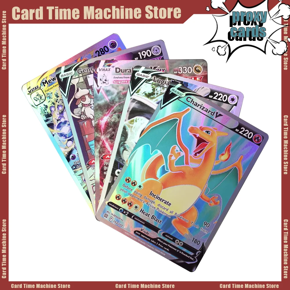 Карты Pokémon FOIL Proxy Cards для развлекательных игр PKM Gengar VMAX Charizard V Mewtwo Настольные игры Коллекция карт Игрушки Подарок