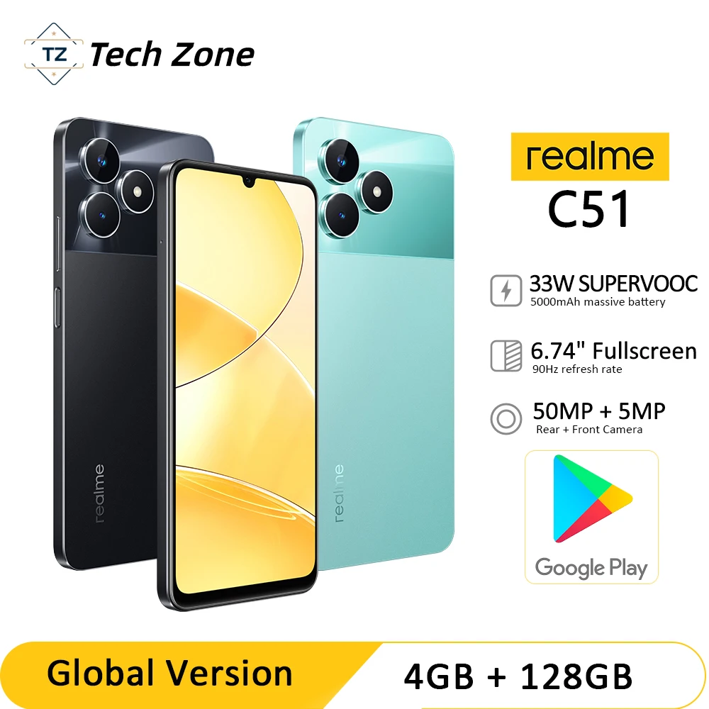 Смартфон realme C51, 33 Вт, 50 МП, 6,74 дюйма, 90 Гц, 5000 мАч