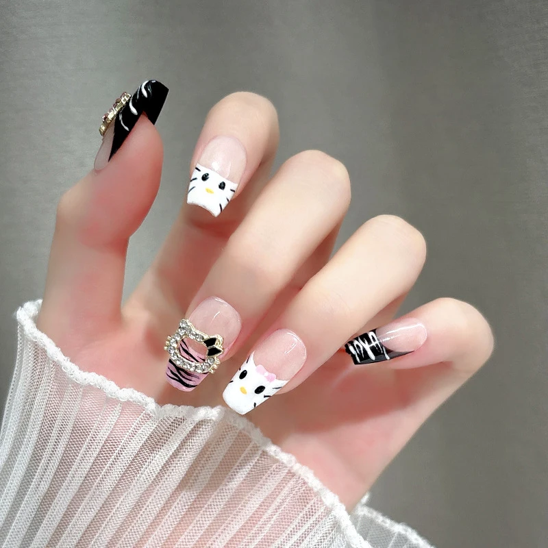 Фото 5 шт., милые украшения для ногтей Sanrio Hello Kitty с бриллиантами, стереоскопические украшения для ногтей «сделай сам», энтузиасты и маникюра №5