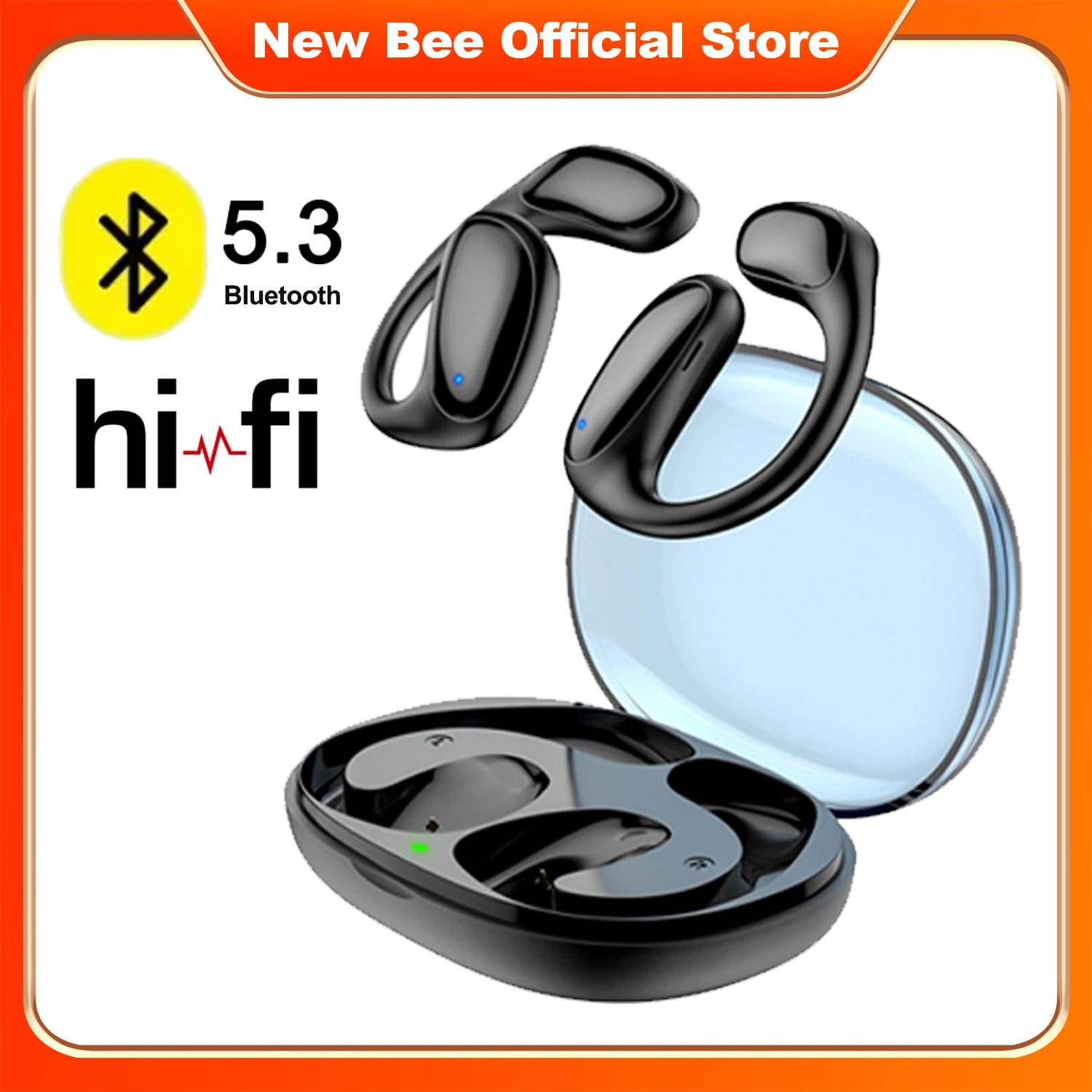 New Bee DYY15 проводящие воздух наушники Bluetooth 5,3 наушники-вкладыши с открытым зажимом наушники с высоким разрешением чистый беспроводной Звук для Samsung