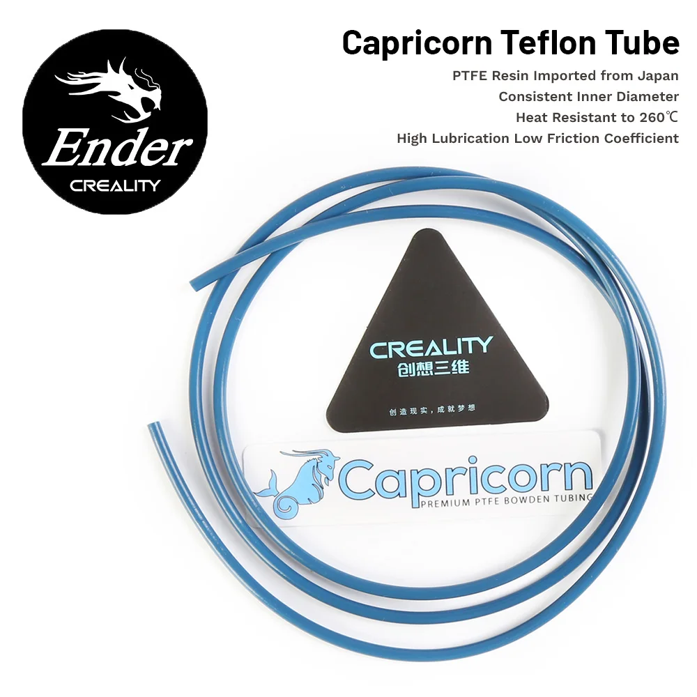 CREALITY для трубок из ПТФЭ Capricorn Bowden, синие детали для 3D-принтера 1 м/2 м для нити 1,75 мм, смола премиум-класса из ПТФЭ, импортированная из Японии