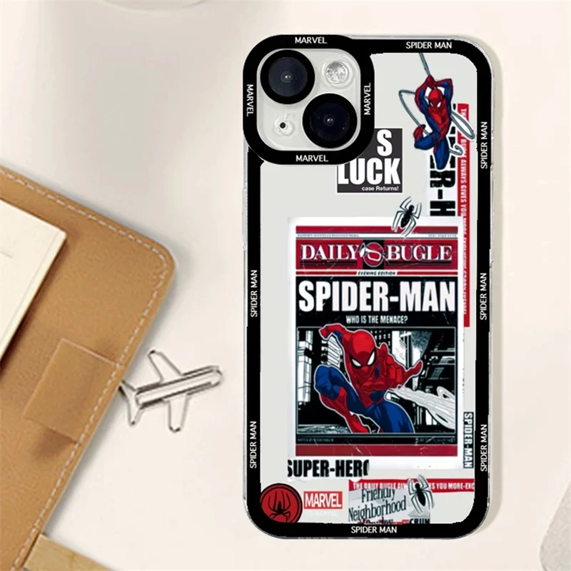 Фото Чехол для телефона Motorola Moto Edge 40 Pro G53 G30 G32 G73 G72 G71 G22 G52 G60 G60S G9 Play Plus Cover Clear Spider-Man Eyes Shell №3