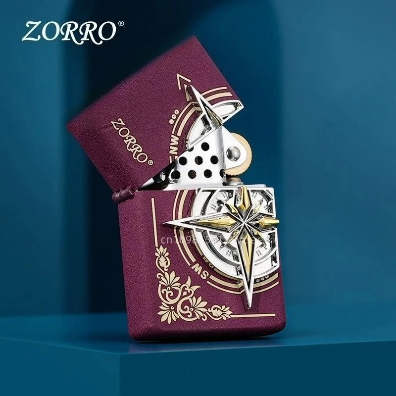 Фото ZORRO Компас с красным песком, латунная тисненая креативная ветрозащитная зажигалка, аксессуары для прикуривателя, инструменты для зажигания, чтобы отправить мужские подарки. №5