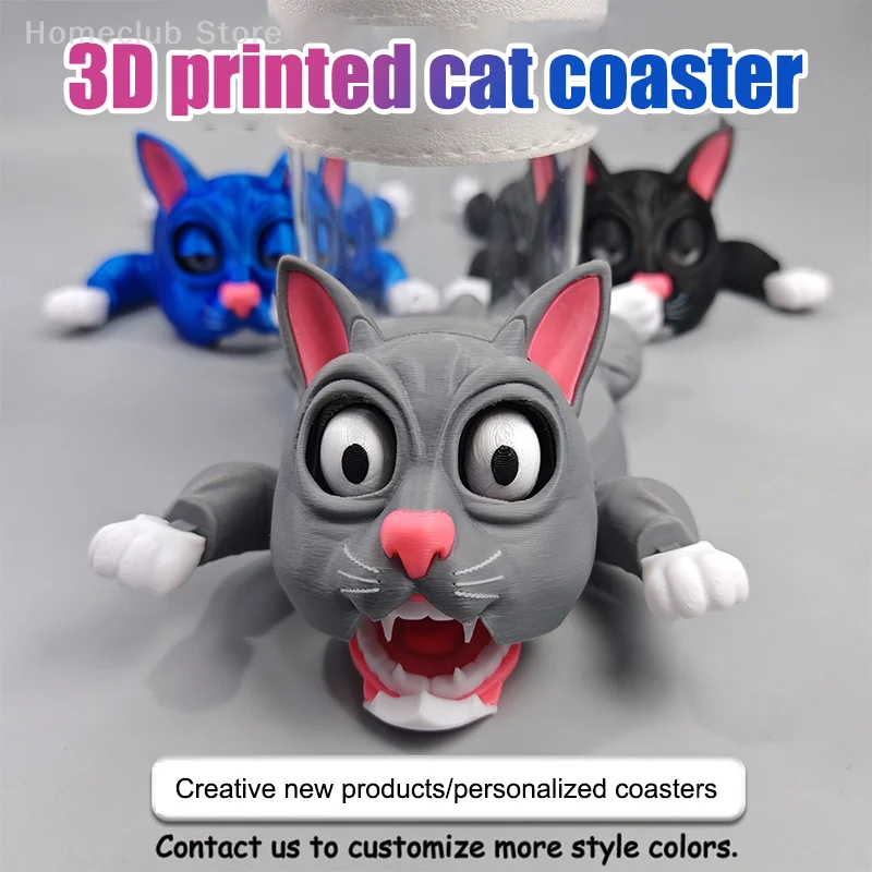 Уникальная 3D-печатная подставка для кошек, открывающаяся рот кошки, интерактивная игра, милый котенок, забавное украшение на основе, орнамент ﻿ Специальный подарок