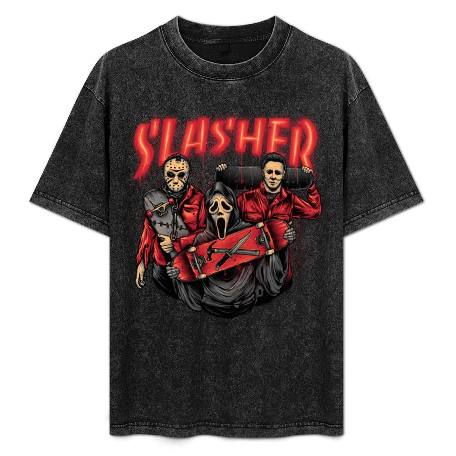 Футболка Slasher Club для мальчика, винтажная Хлопковая мужская футболка