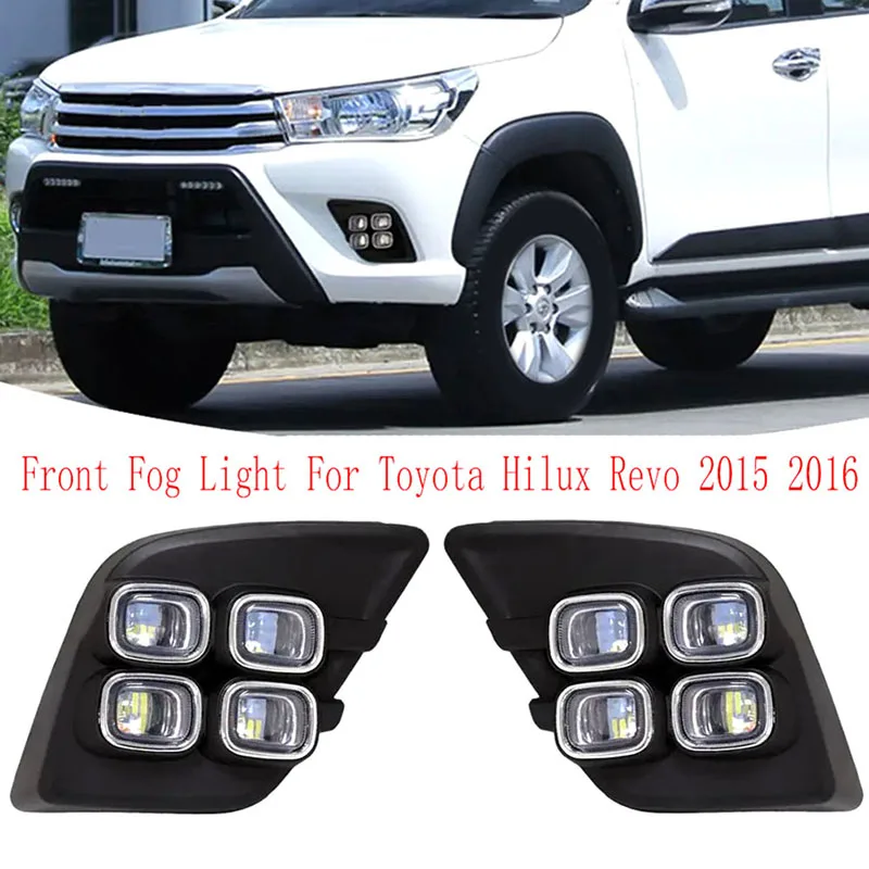 Для Toyota Hilux Revo 2015 2016, передний бампер, светодиодный указатель поворота, дневные ходовые огни, передние противотуманные фары