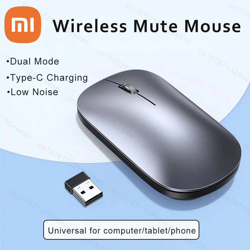Xiaomi 2,4 ГГц Bluetooth Беспроводная бесшумная мышь Двухрежимная регулируемая Dpi Перезаряжаемая бесшумная эргономичная портативная офисная мышь Type-c