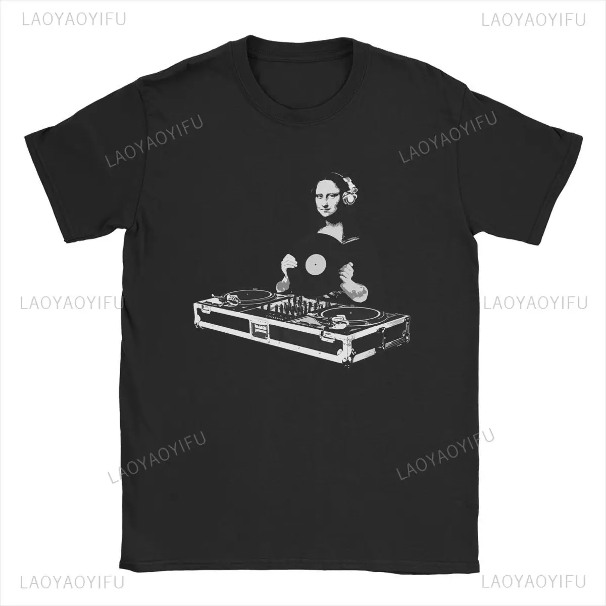 Мужская хлопковая футболка с надписью DJ, Мона Лиза, чистый Дарт Вейдер, одежда как Мона Лиза, футболка с коротким рукавом и круглым вырезом, идея для подарка, футболки