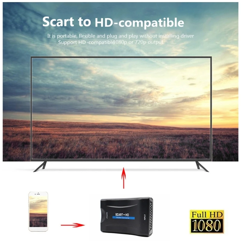 Фото Переходник для SCART 1080P на SCART адаптер Входной выходной адаптер №4