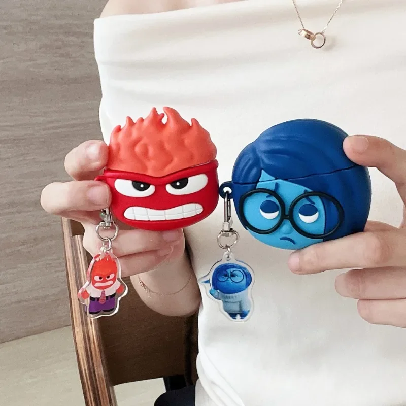 Чехол Inside Out Sadness для Airpod 1 2 3 Pro, силиконовый чехол с аниме 3D, милый забавный защитный чехол для Apple AirPods 3 4 2 Pro2 Shell