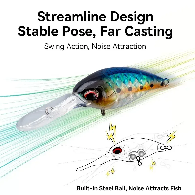 Фото Плавающие воблеры Kingdom Crankbait Minnow Jerkbait 6 г/6,5 г, искусственная твердая приманка для плавания для окуня, окуня, щуки, рыболовные приманки №5
