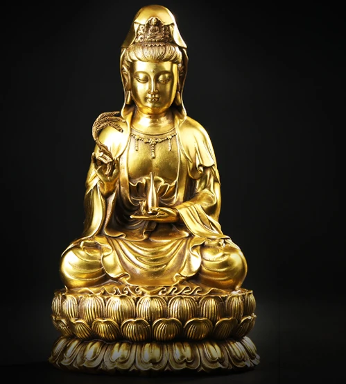 TOP GOOD Guanyin Будда Бодхисаттва # буддийский ученик домашняя Семья # хорошая медная статуя фэн-шуй 28 большого размера