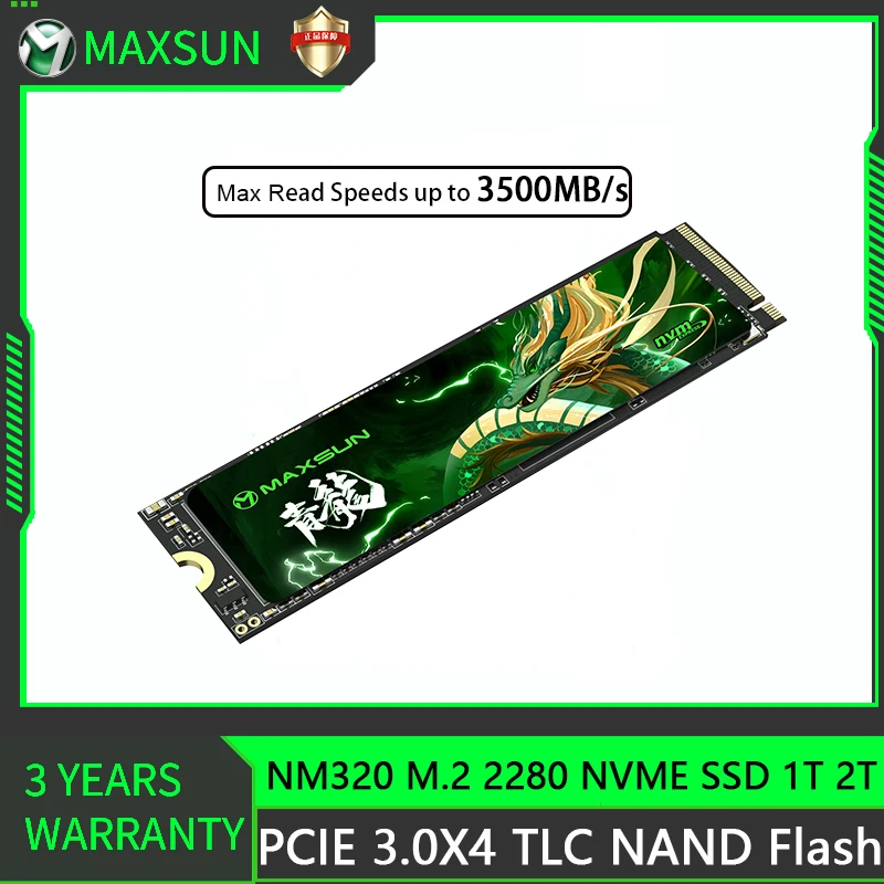 Внутренний твердотельный накопитель MAXSUN SSD M.2 NVME 2 ТБ 1TB 2280 PCIe3.0 x4 TLC NAND Flash DIY, игровой компьютер, настольное хранилище
