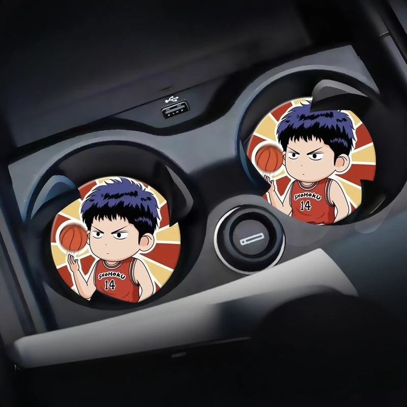 Фото Slam Dunk Sakuragi Hanamichi Rukawa Kaede мультяшная милая подставка для автомобильного подстаканника коврик ценный декоративный нескользящий коврик для хранения №3