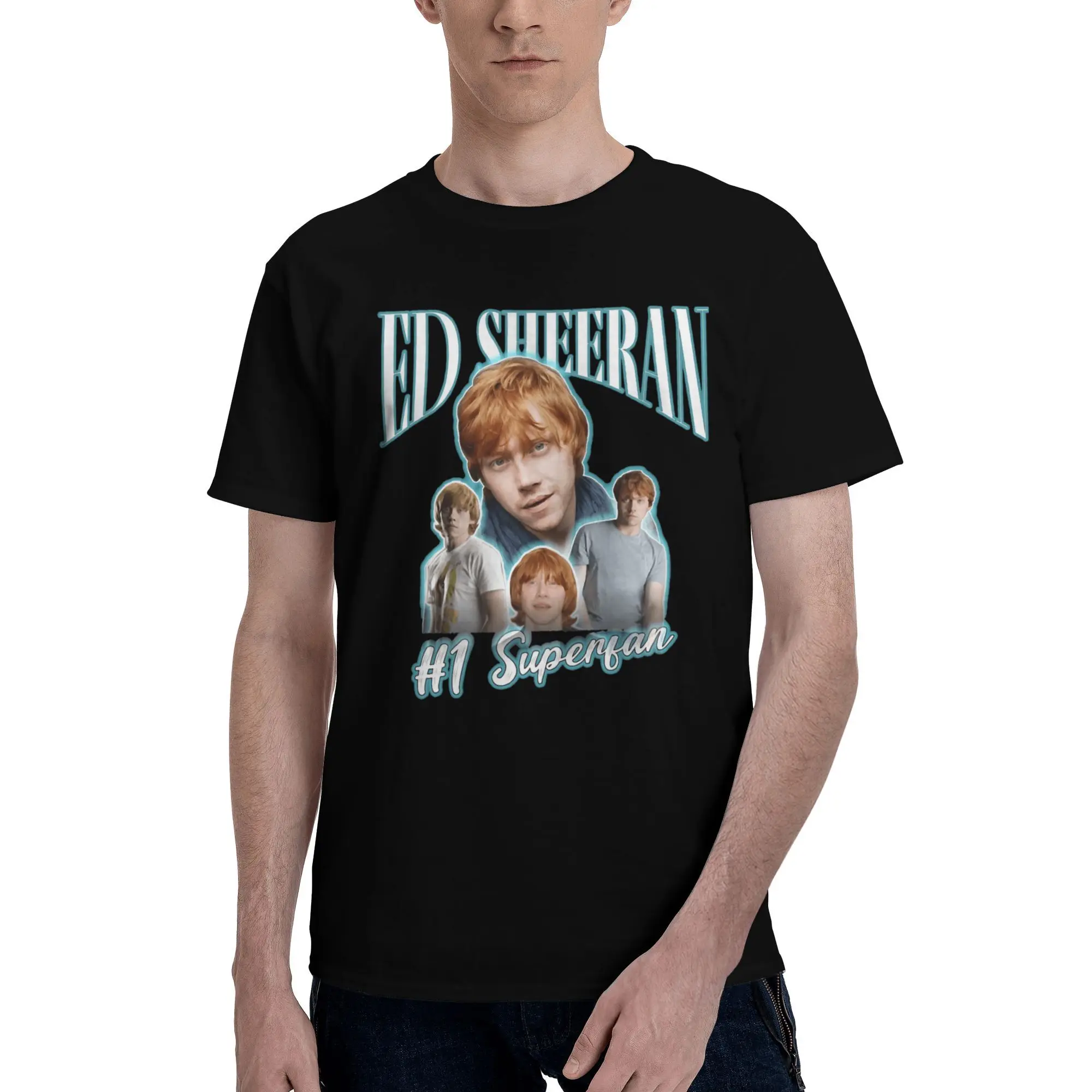 Мужская футболка Ed Sheerans, винтажные футболки с короткими рукавами и круглым вырезом, хлопковые топы больших размеров