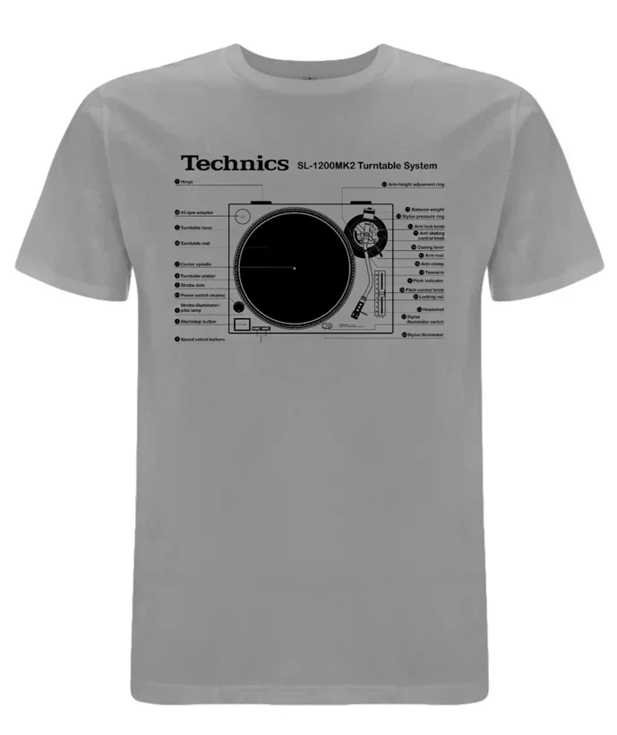 Новая техника 1200-MK2 поворотная система футболка серый s-xxl DJ деки виниловая пластина