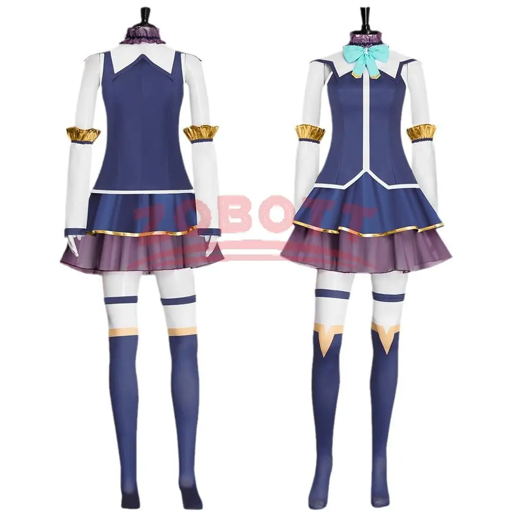 Фото Аниме Aqua Косплей Kono Subarashi Sekai Костюм Синий JK Униформа Konosuba Вечерняя Юбка Верхние Рукава Комплект Чулок №2